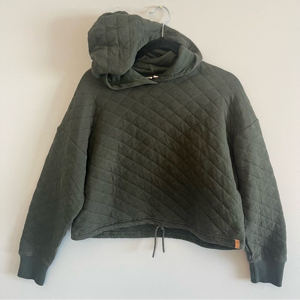Tentree Women’s Cropped Quilted Hoodie Eco-Friendly Green Pullover S